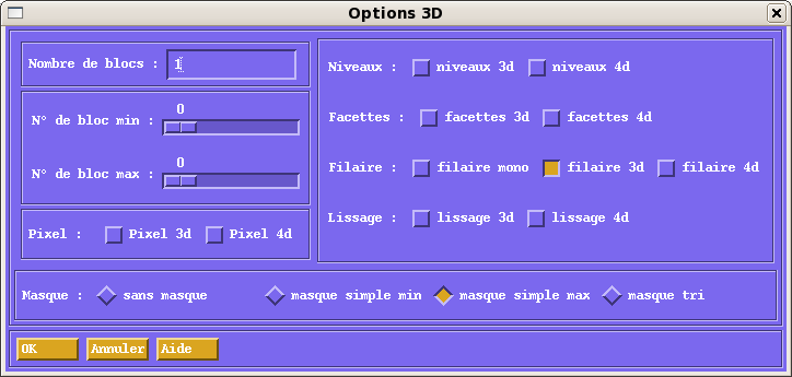 Fenetre Options 3D